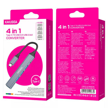 Hub USB Kaku KSC-752, Multiport, USB-C la USB-A 3.0, 3 X USB-A 2.0, 4 in 1 - Gri