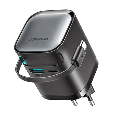 Cablu Joyroom JR-TCL02, Incarcatoare cu Cablu, GaN 65W, 1xUSB-C, 1xUSB-A - Negru