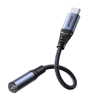 Cablu Audio Joyroom SY-C01, USB-C la Jack 3.5mm F, Braided, 14cm - Negru