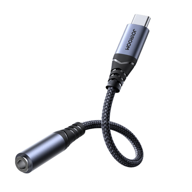 Cablu Audio Joyroom SY-C01, USB-C la Jack 3.5mm F, Braided, 14cm - Negru