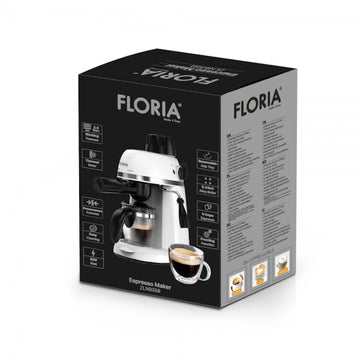 Espressor Floria ZLN9359 – 800W, 3.5 bar, 4 cesti, protectie supraincalzire, alb