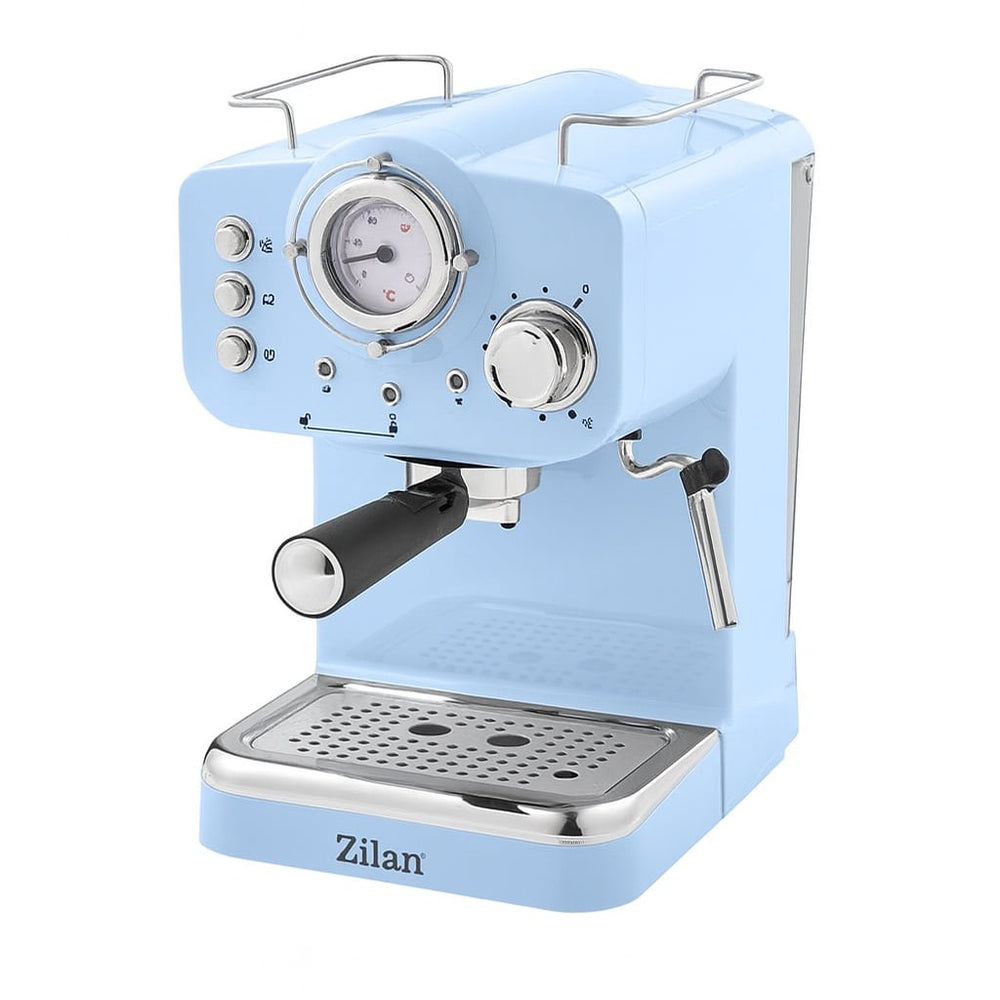 Espressor manual 15 Bar, Zilan ZLN2861, 1.25L, 1100W, design retro, albastru