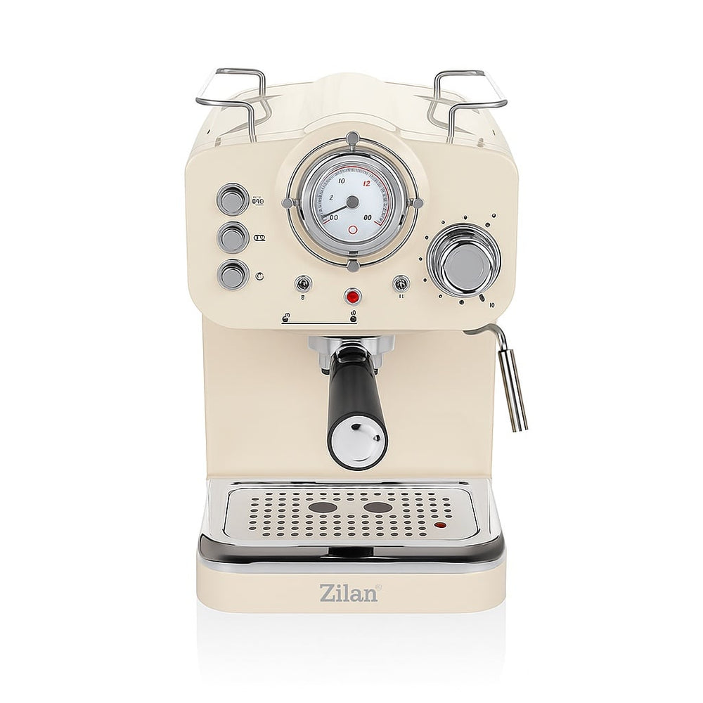Espressor manual 15 Bar, Zilan ZLN2992 RETRO, 1.25L, 1100W, design vintage, filtru inox, termometru frontal, abur si spumare lapte