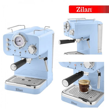 Espressor manual Zilan ZLN2861 – 1100W, 15 bar, 1.25L, design retro, albastru
