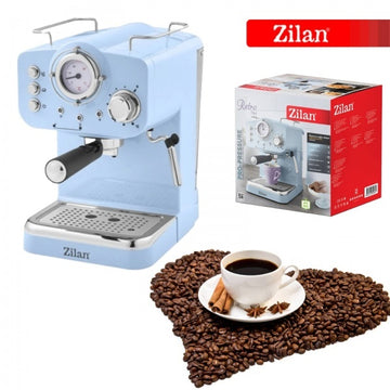 Espressor manual Zilan ZLN2861 – 1100W, 15 bar, 1.25L, design retro, albastru