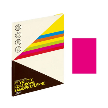Etichete autocolante Grand 150-1063, 1/A4, 210x297mm, permanente, colturi drepte, roz fluorescent, top 25 coli