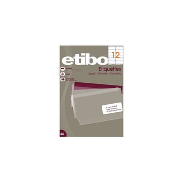 Etichete autocolante Etibox 119774, 12/A4, 105x48mm, permanente, colturi drepte, alb, top 100 coli (1200 etichete)