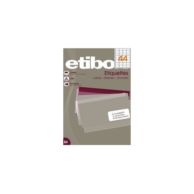 Etichete autocolante Etibox 119771, 44/A4, 48.5x25mm, permanente, colturi drepte, alb, top 100 coli (4400 etichete)