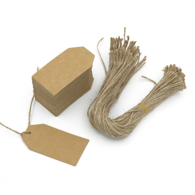 Etichete carton kraft cu sfoara, 40x75mm, set 100 buc