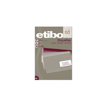 Etichete autocolante Etibox 119770, 65/A4, 38x21.2mm, permanente, colturi drepte, alb, top 100 coli (6500 etichete)