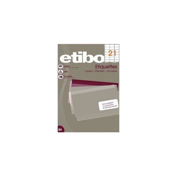 Etichete autocolante Etibox 119752, 21/A4, 70x42.4mm, permanente, colturi drepte, alb, top 100 coli (2100 etichete)