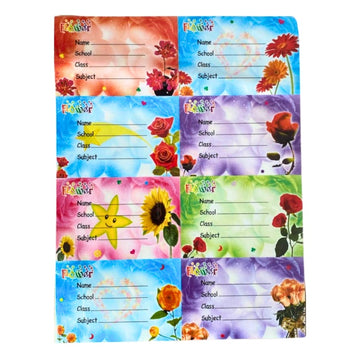 Etichete scolare CNX 8/coala, model flori, 10 coli/set
