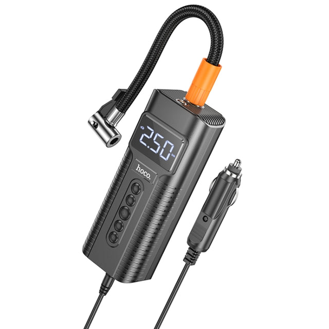 Pompa de Aer Auto Hoco PH55, Digitala, ≤ 2.5bar, DC12V, cu Lanterna si Afisaj LED - Negru