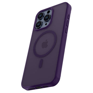 Husa Fashion pentru iPhone 15 Pro, MagSafe Color, Frosted - Gri / Mov