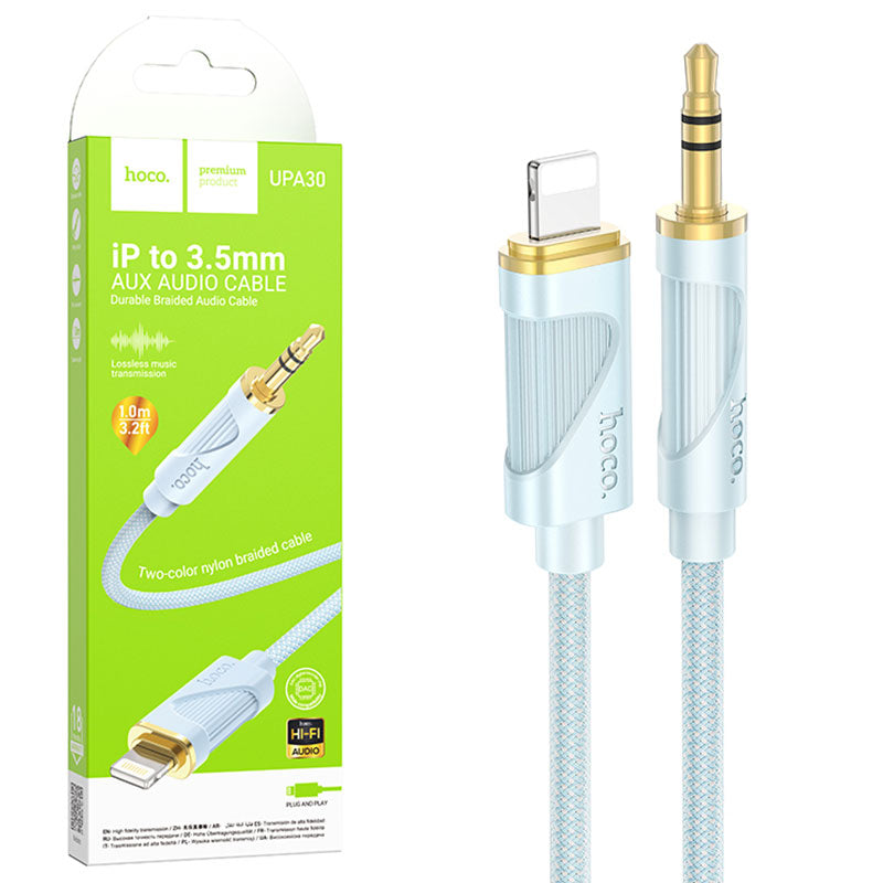 Cablu Audio Hoco UPA30, Lightning la Jack 3.5mm M, 1m - Albastru