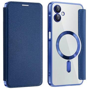 Husa MagFlip pentru Samsung A06, Magnet, RFID Protect, Piele, Chrome Edge - Bleumarin