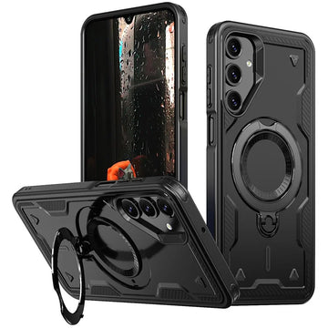 Husa Hybrid Armor pentru Xiaomi Redmi Note 14 4G, MagRing, MultiAngle - Negru