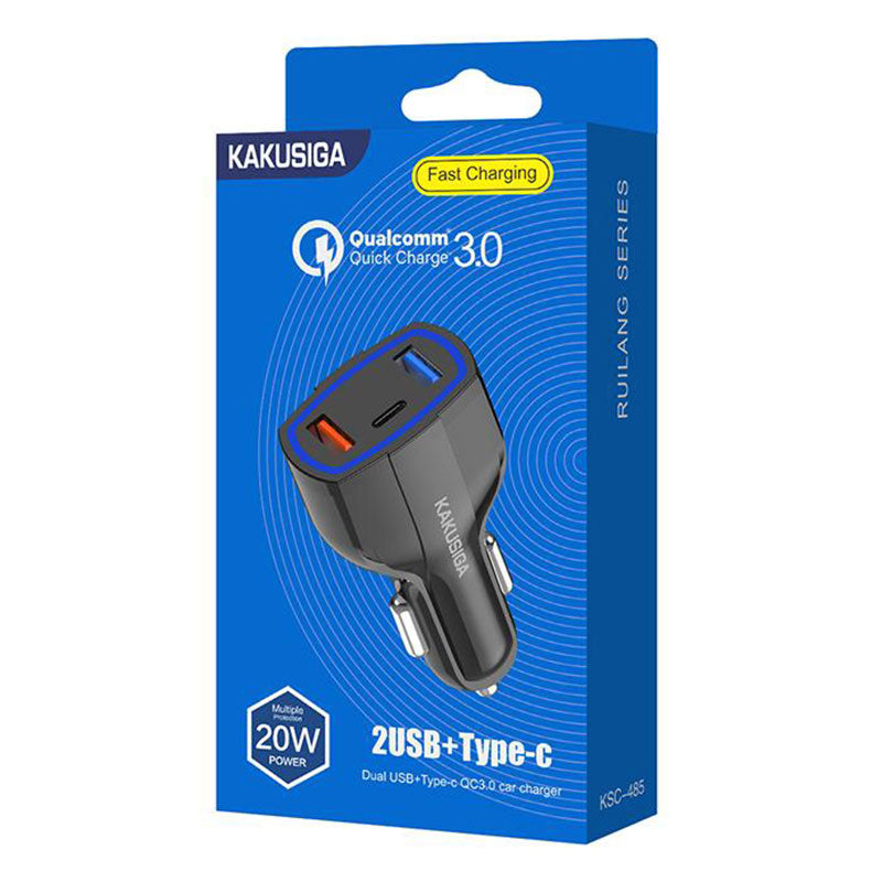 Kaku (KSC-485) - Incarcator Auto, 20W, 1xUSB-C, 2xUSB-A, PD, QC 3.0, Black