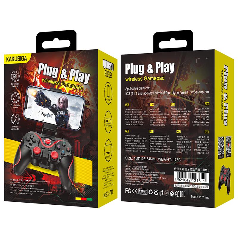 Kaku (KSC-711) - Controler jocuri pentru telefon, Wireles, BT 5.0, 400mAh, iOS / Android, Black