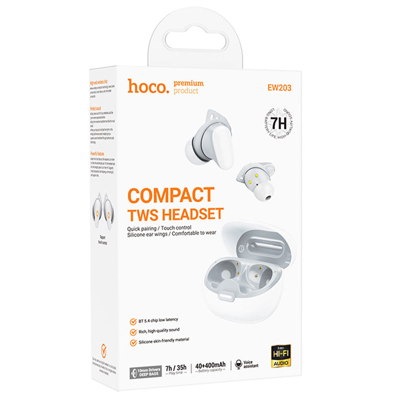 Hoco (EW203) - Casti Wireless, Ear Buds, Ear Buds, BT 5.4, 300mAh, Stereo, White