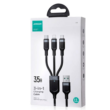 Cablu Date si Incarcare Joyroom S-A18, USB la USB-C / Lightning / MicroUSB, 3in1, 1.2m - Negru
