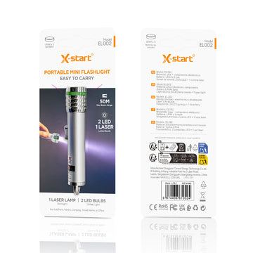 Lampa X-Start EL002, LED, Zoom Radius 50m, 2 Bile LED + 1 Laser Light - Argintiu