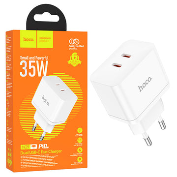 Incarcator Retea Hoco N29, 35W, 2xUSB-C, PD - Alb