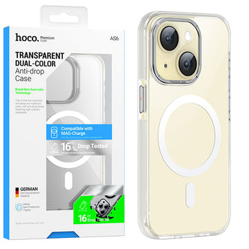 Husa Hoco AS6 pentru iPhone 15, MagSafe, Grip honeEdge - Transparent / Gri