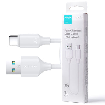 Cablu Date si Incarcare Joyroom S-A9, USB-A la USB-C, 3A, Fast, LongLasting, 25cm - Alb