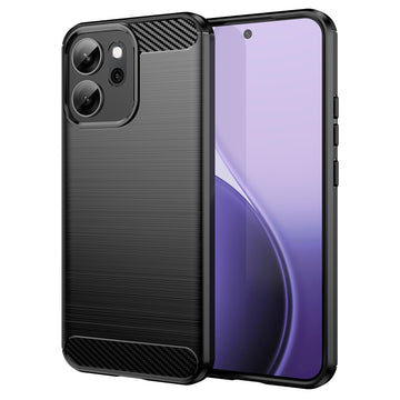 Husa Brush pentru Oppo, Reno 14F, TPU, Metall Look - Negru
