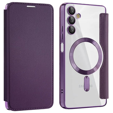 Husa MagFlip pentru Samsung A05s, Magnet, RFID Protect, Piele, Chrome Edge - Mov
