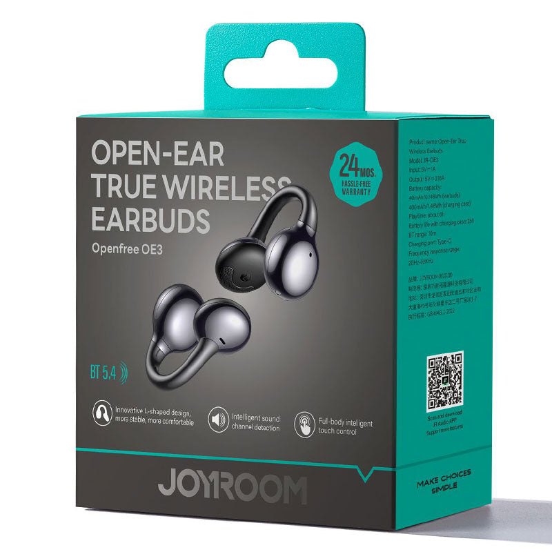 Joyroom (JR-OE3) - Casti Wireless, Open Ear, BT 5.4, 40/400mAh, 6h, Waterproof, Grey