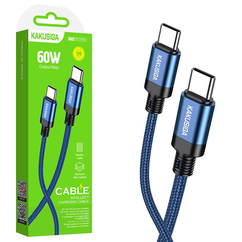 Cablu Date si Incarcare Kaku KSC-970, USB-C, PD60W, QC3.0, Braided, 1m - Albastru