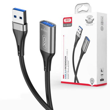 Cablu Date si Incarcare XO NB220, USB-A 3.0 M, la USB-A 3.0 F, ~5GB Speed, 2m - Negru