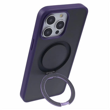 Husa Mike'S pentru iPhone 15, AntiDrop, cu MagSafe, Inel Stand - Gri / Mov