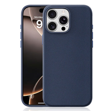 Husa Woven pentru iPhone 16 Pro Max, MagCase, TechWoven Piele, Soft Craft, Bleumarin