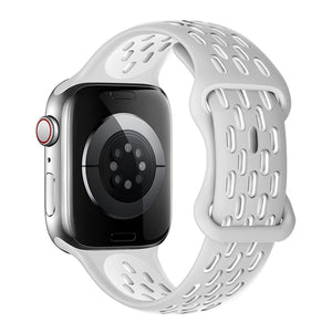 Curea Hoco WA19 pentru Apple Watch, Sport, Silicon 38/40/41mm - Alb / Argintiu