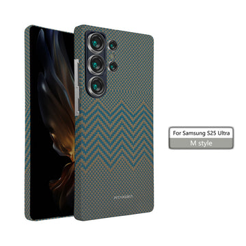 Husa Aramid PTK pentru Samsung S25, Kevlar Fiber, cu MagSafe - Twill auriu