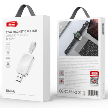 Incarcator Wireless XO CX019, iWatch, Magnetic, 2.5W, Qi Charging, USB-A, Portabil - Alb