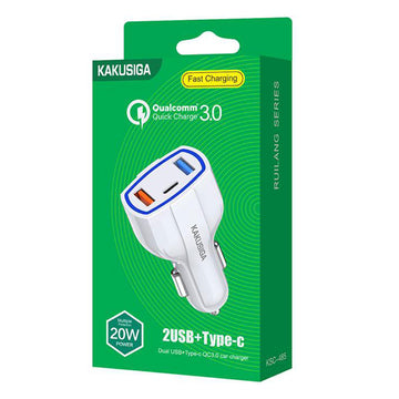 Incarcator Auto Kaku KSC-485, 20W, 1xUSB-C, 2xUSB-A, PD, QC 3.0 - Alb