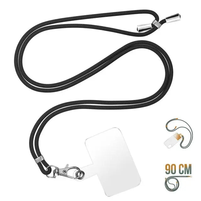 Snur pentru gat, cu agatatoare pentru telefon,Universal,Black