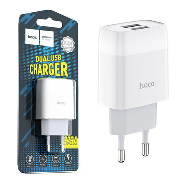 Incarcator Retea Hoco C73A, 18W, 2xUSB-A, QC 3.0 - Alb