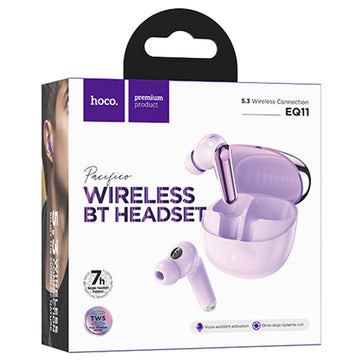 Casti Wireless Hoco EQ11, Ear Buds, BT 5.3, 180h StandBy, 400mAh, Pacifico - Mov