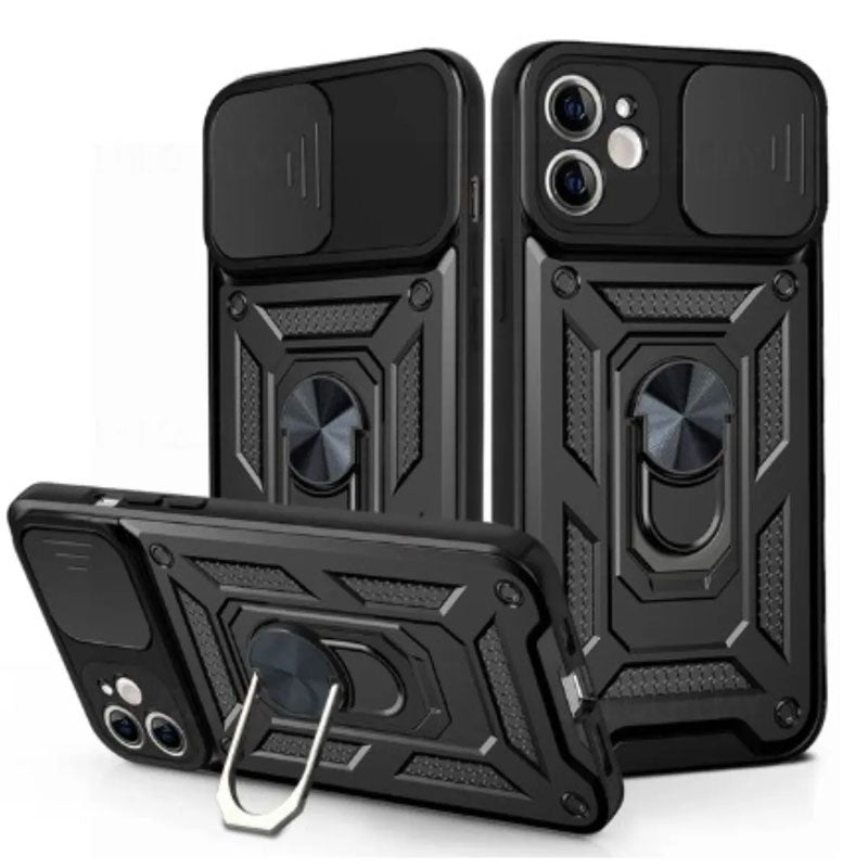 Husa Armor - Samsung A55, CamSlide, Ring Stand, Black