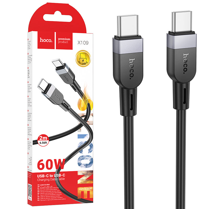 Hoco (X109) - Cablu Date si Incarcare, USB-C, PD60W, QC3.0, 3A, 2m, Black