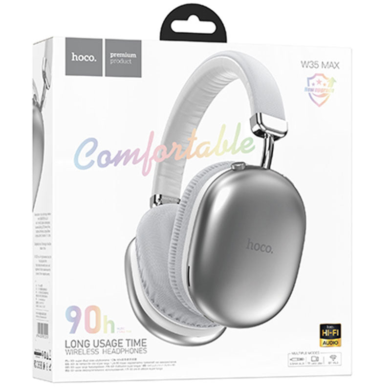 Hoco (W35 Max) - Casti Wireless, Over Ear, BT 5.3, 200h StandBy, Max Joy, Silver