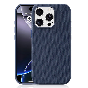 Husa Woven pentru iPhone 16 Pro, MagCase, TechWoven Piele, Soft Craft, Bleumarin