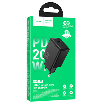 Incarcator Retea Hoco N68, PD20W 5V, 3A, 1xUSB-C, FastCharge - Negru