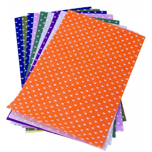 Coli fetru A4 - inimi, 1mm, set 10 coli, Colorarte