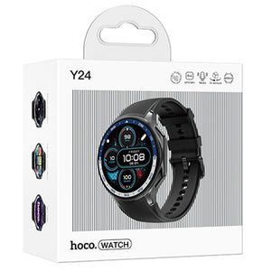 Ceas SmartWatch Hoco Y24, Sport, BT 5.3, AMOLED Functie de Apel, 390mAh, Multilanguage - Negru